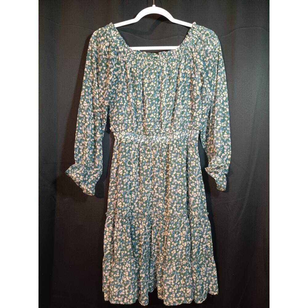 Hayden Cottagecore Prairie Dress S Green Floral Midi Folklore Peasant Style Boho - Picture 2 of 4